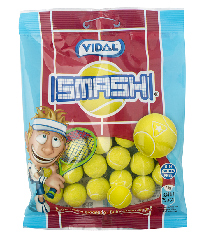 Žvýkačky tenisové míčky - bal.90g Smash bubble gum bag