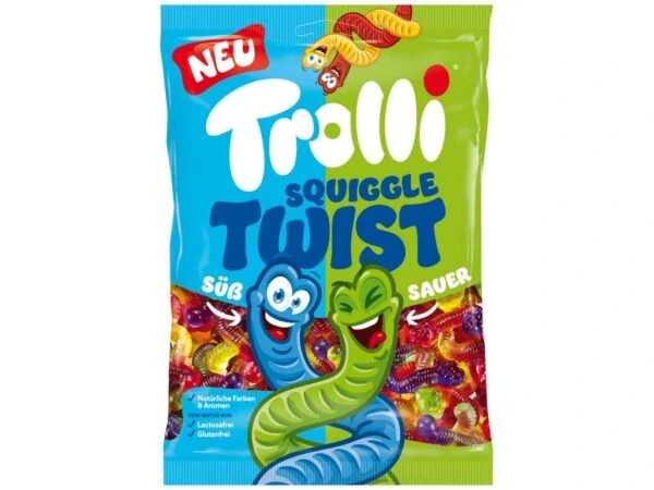 Trolli SQUIGGLE TWIST – sladkokyselé žížalky sáček 175g
