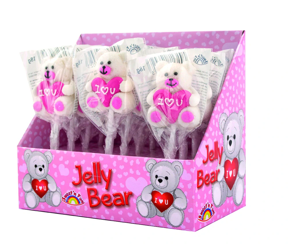 JELLY Bear Pop – lízátko marshmallow medvídek se srdcem 18g