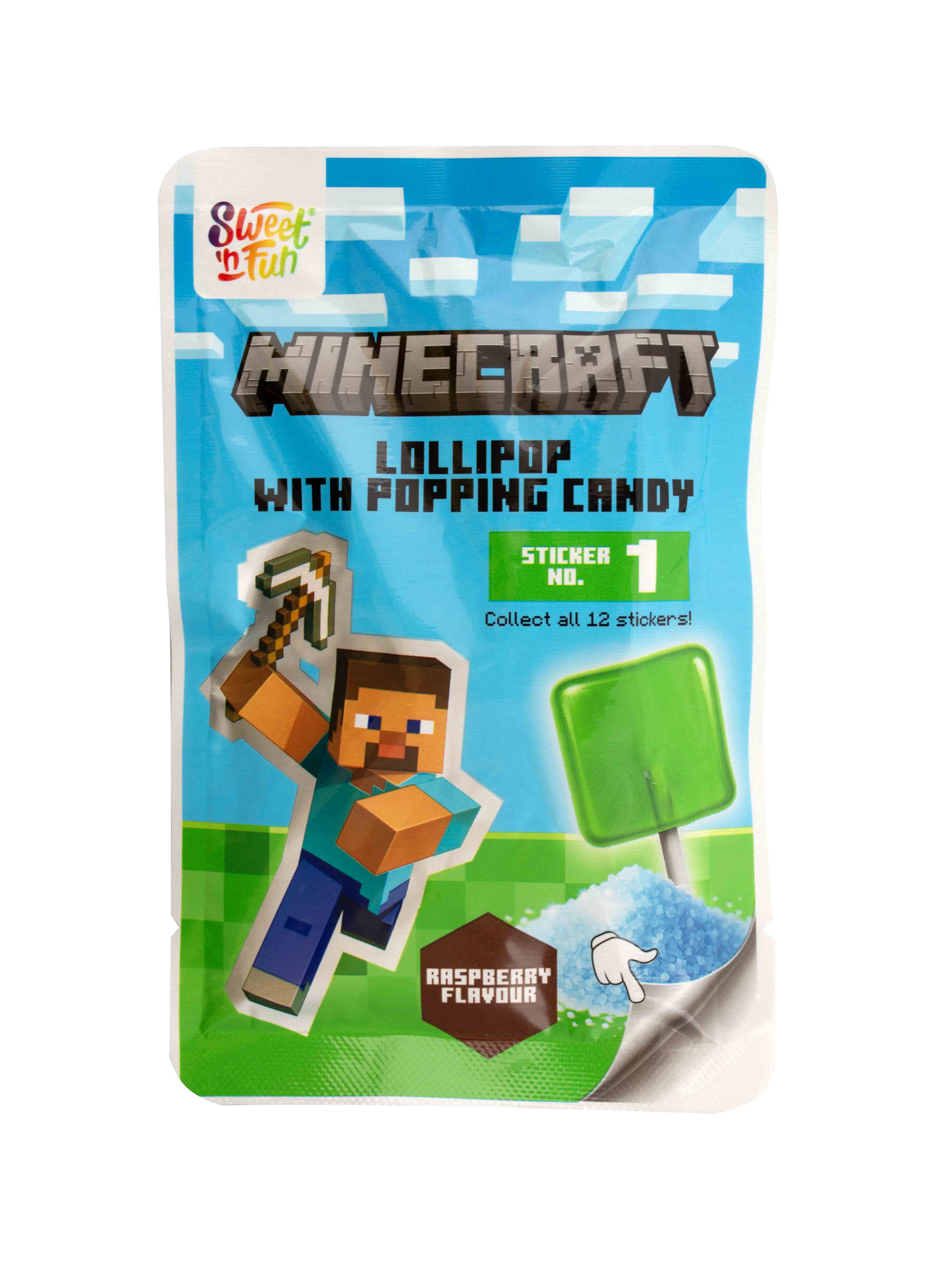 Lízátko s práskacím práškem a samolepkou MINECRAFT Popping Candy 15g