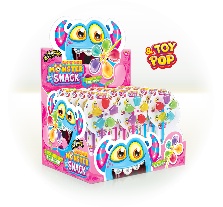 Lízátko větrník JB WINDMILL MONSTER SNACK 16g