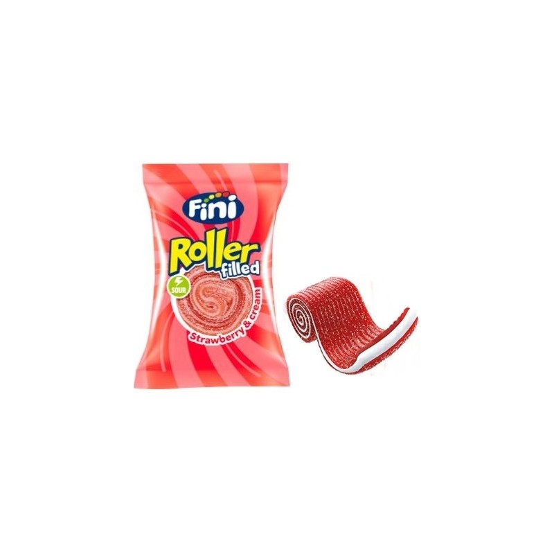 Kyselé pásky Fini - Filled Strawberry & Cream (jahoda a smetana) balené 20g