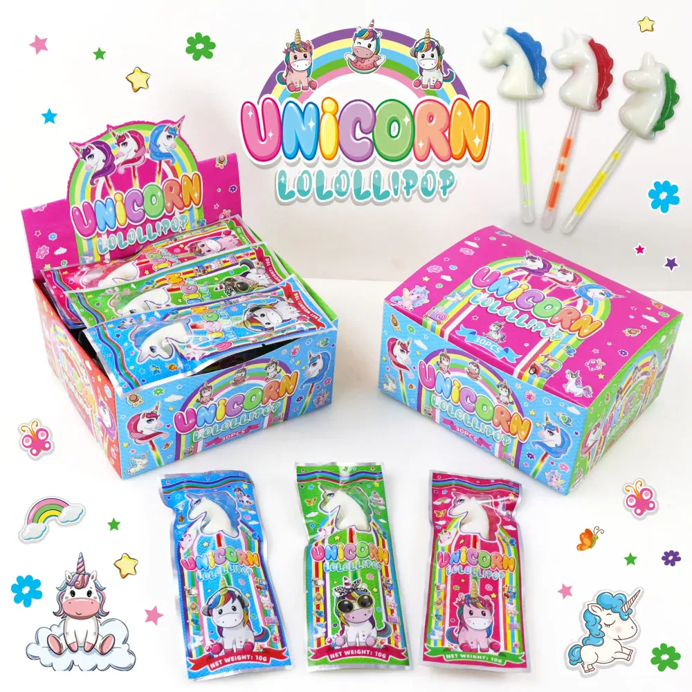 Lízátko jednorožec se svítící tyčkou  - UNICORN LIGHT LOLLIPOPS 10g