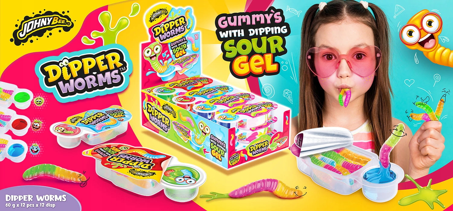 JB DIPPER WORMS -želé + kyselý gel 60g