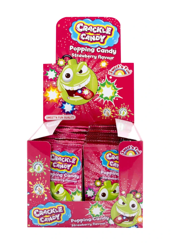 Crackle Candy strawberry - práskací prášek se žvýkačkou 8g