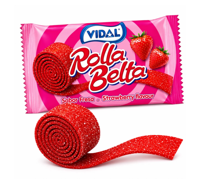 Kyselé pásky VIDAL ROLLA BELTA Strawberry - jahoda, balené 20g