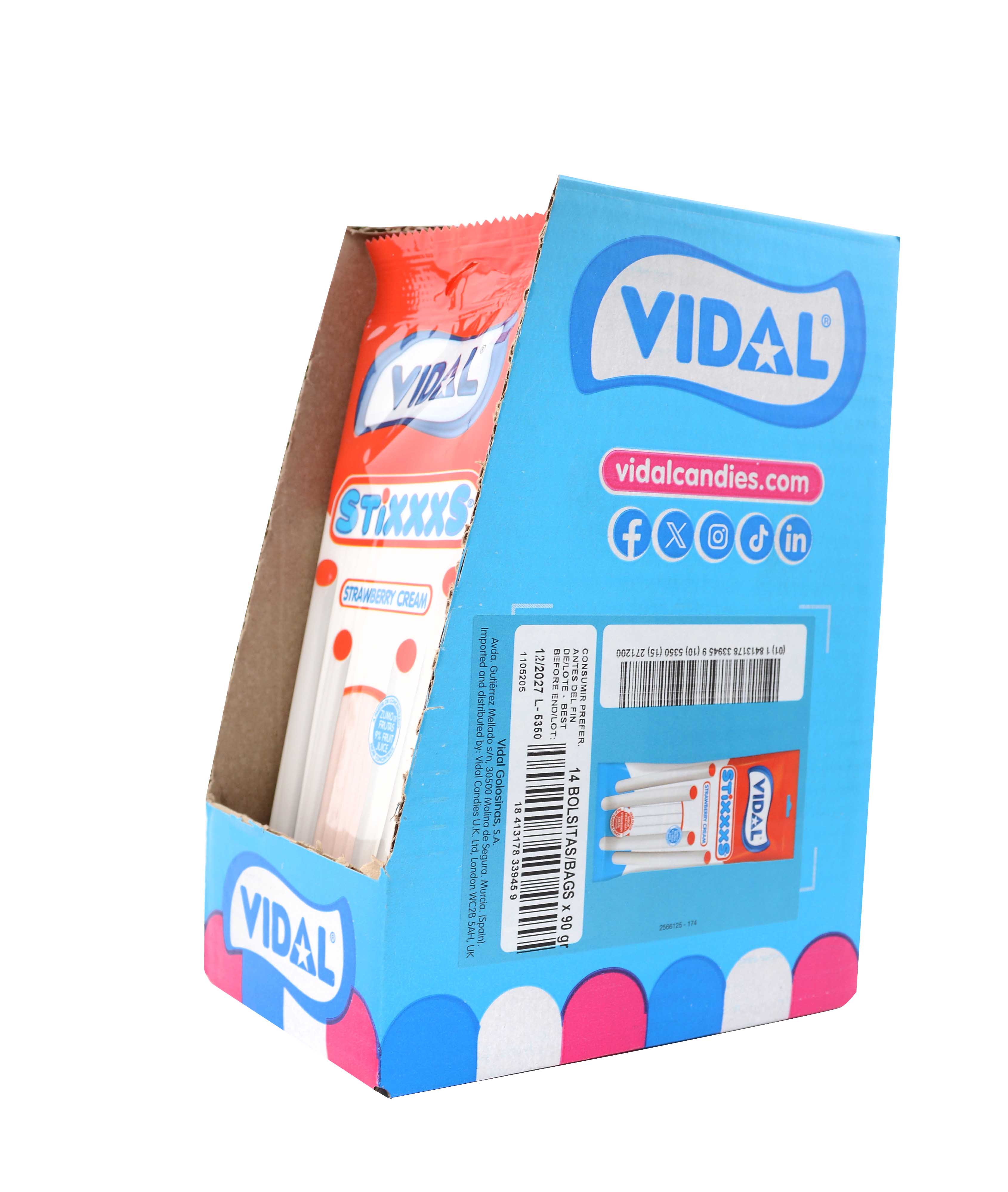 Pendreky jahodové bílé pudrové VIDAL- balení 90g