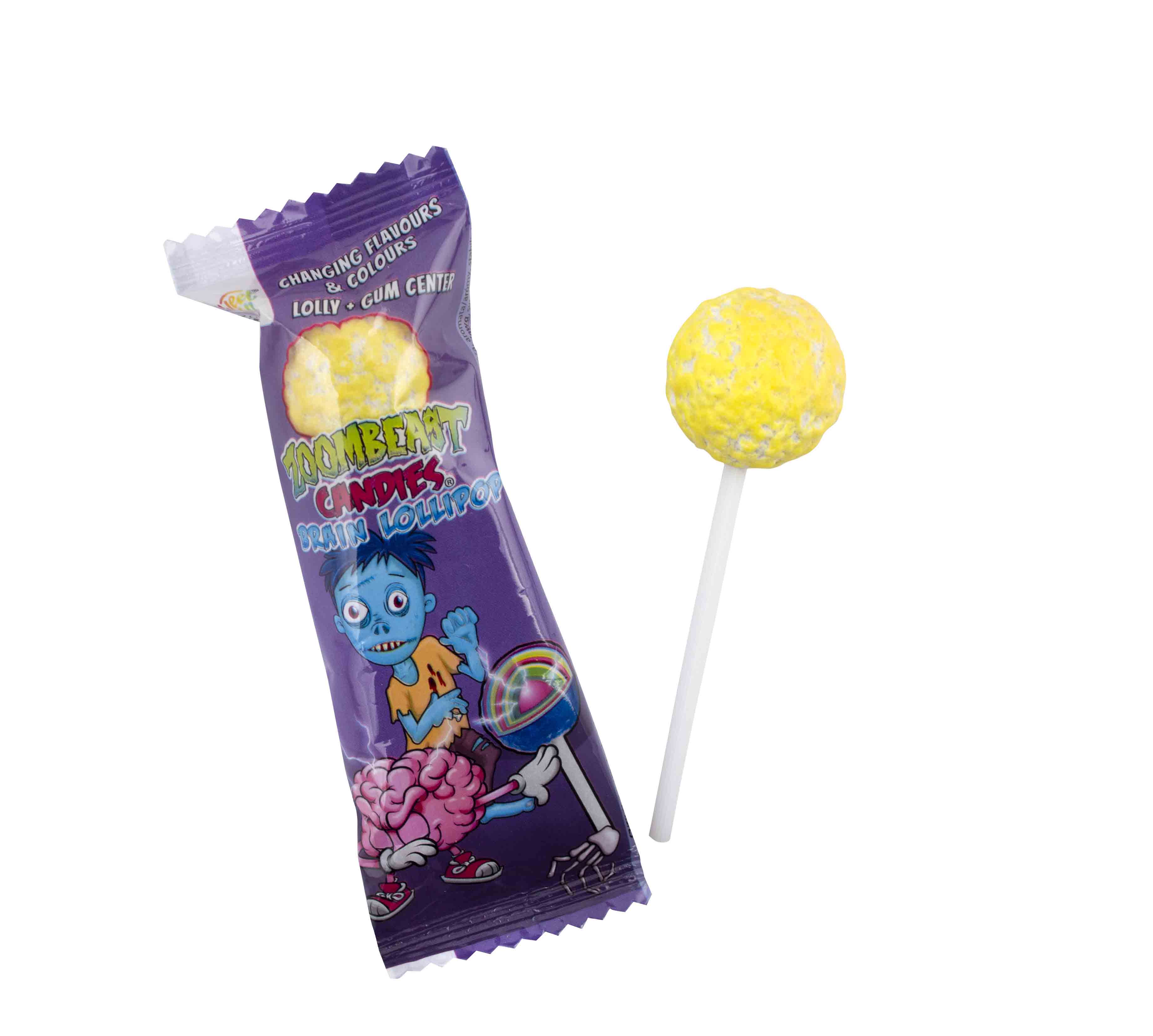 Zoombeast Candies Brain Lollipop - lízátka mozek měnící pětkrát barvu a chuť 16g
