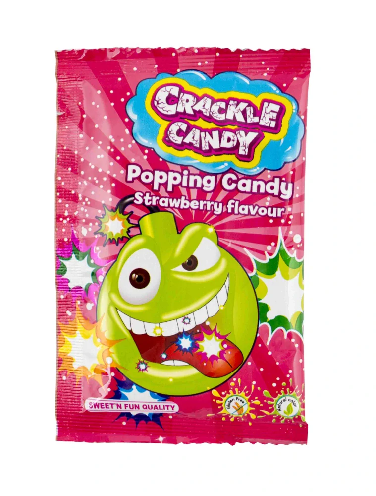 Crackle Candy strawberry - práskací prášek se žvýkačkou 8g