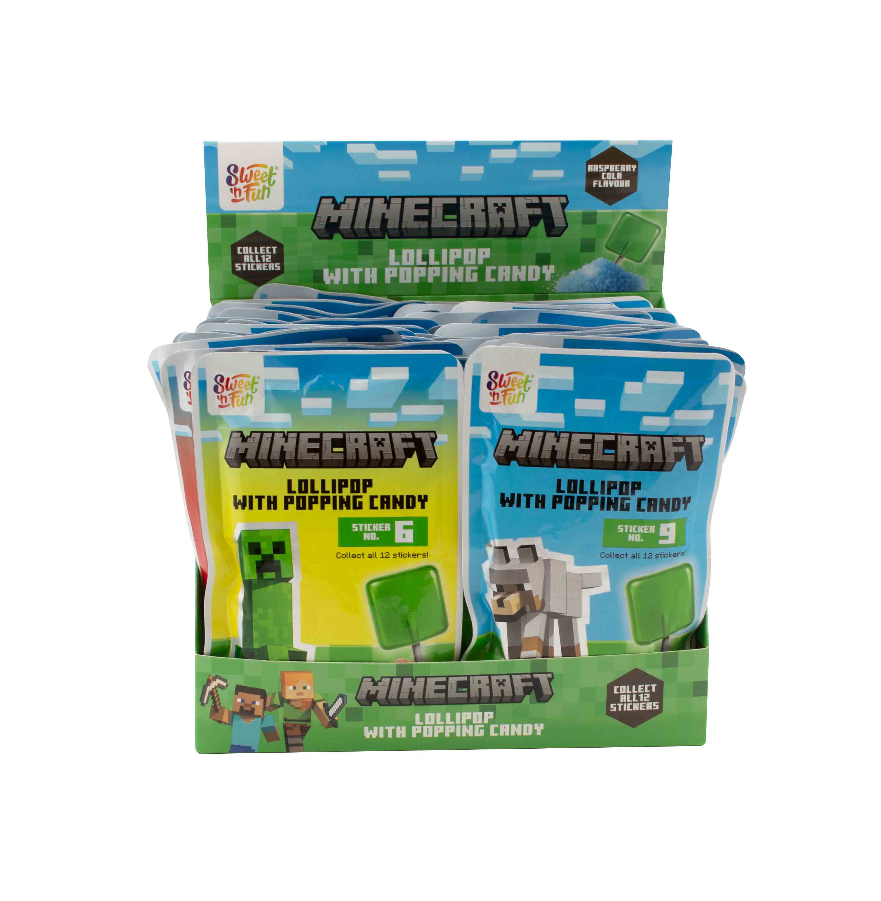 Lízátko s práskacím práškem a samolepkou MINECRAFT Popping Candy 15g